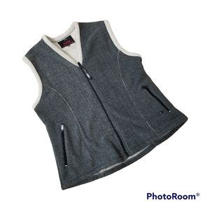 Far West Fleece Lined Zip Front 2 Pocket Gray Beige. Women's Large